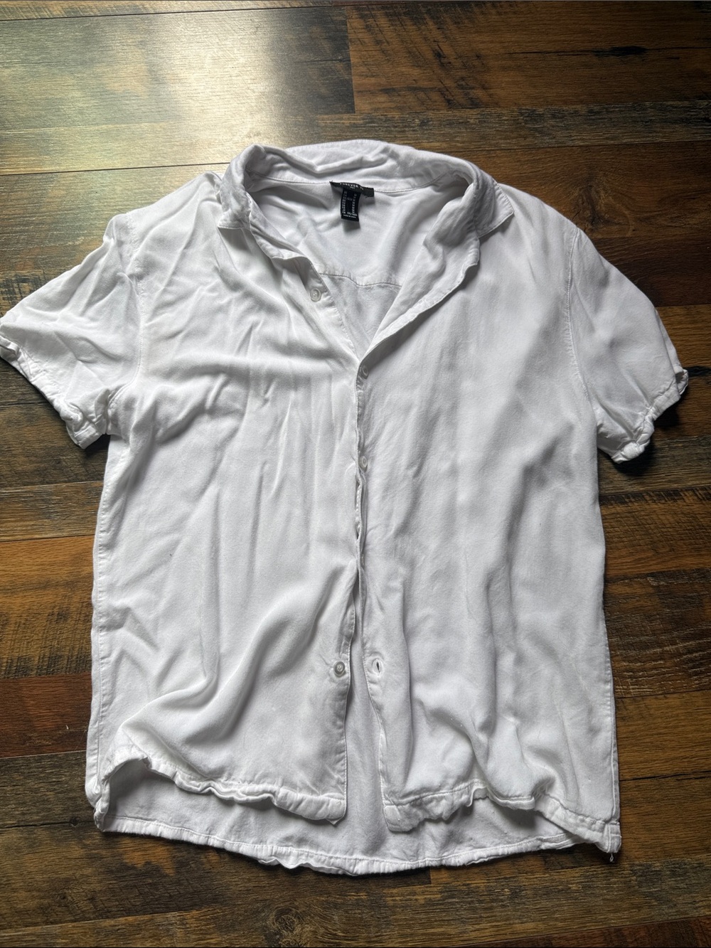 Forever 21 Men White Short Sleeve Button-Up Shirt